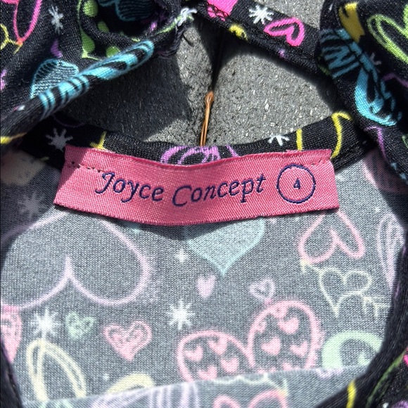 Joyce Concept Girl’s Black Dress, Matching Shorts, Hearts, Flowy, Soft, Size 4 - Picture 3 of 17